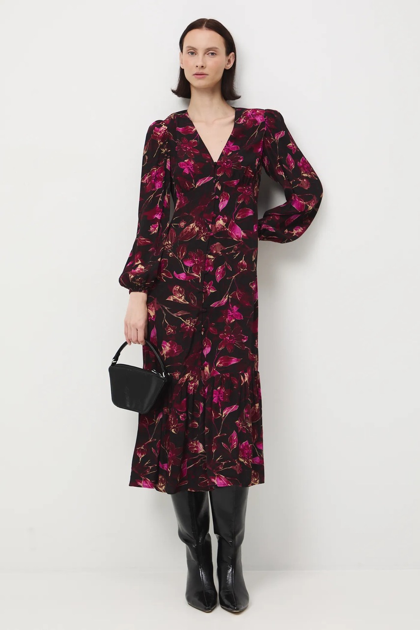 Medicine rochie culoarea negru, midi, evazati