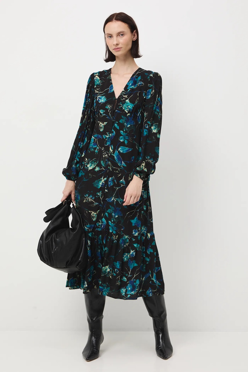 Medicine rochie culoarea negru, midi, evazati