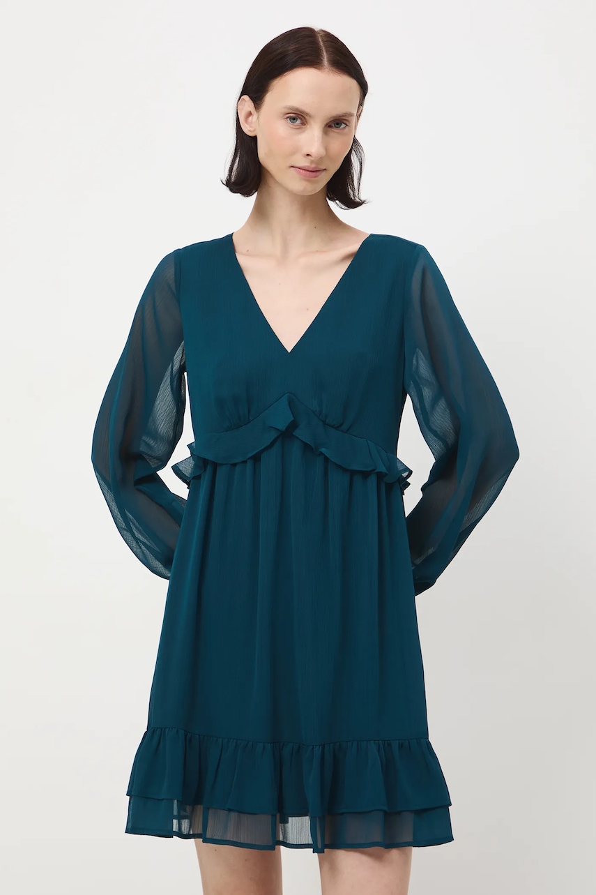 Medicine rochie culoarea turcoaz, mini, evazati