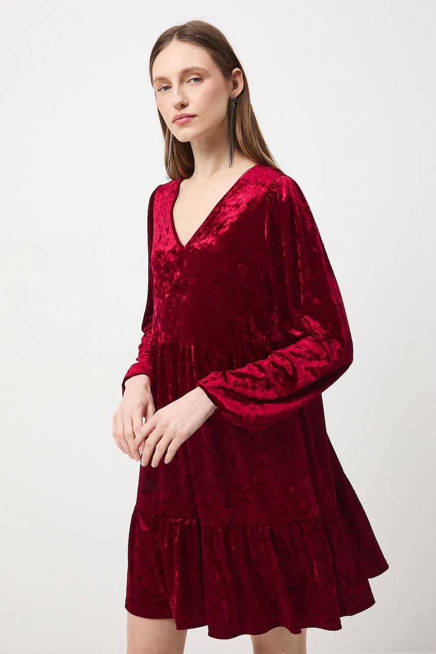 Medicine rochie culoarea rosu, mini, evazati