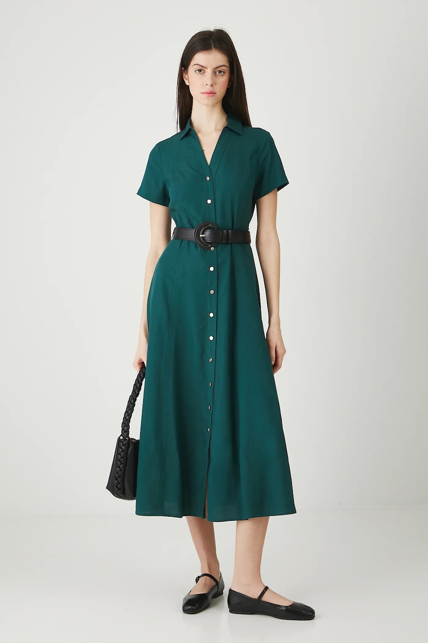Medicine rochie culoarea verde, midi, evazați