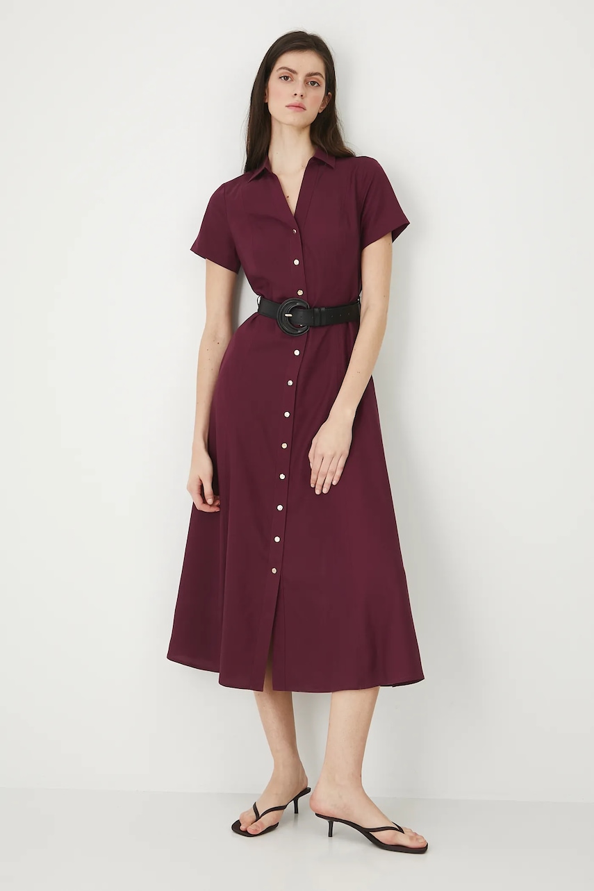 Medicine rochie culoarea bordo, midi, evazați