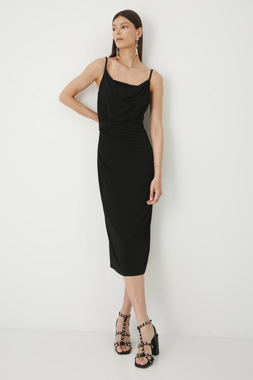 Medicine rochie culoarea negru, midi,mulată