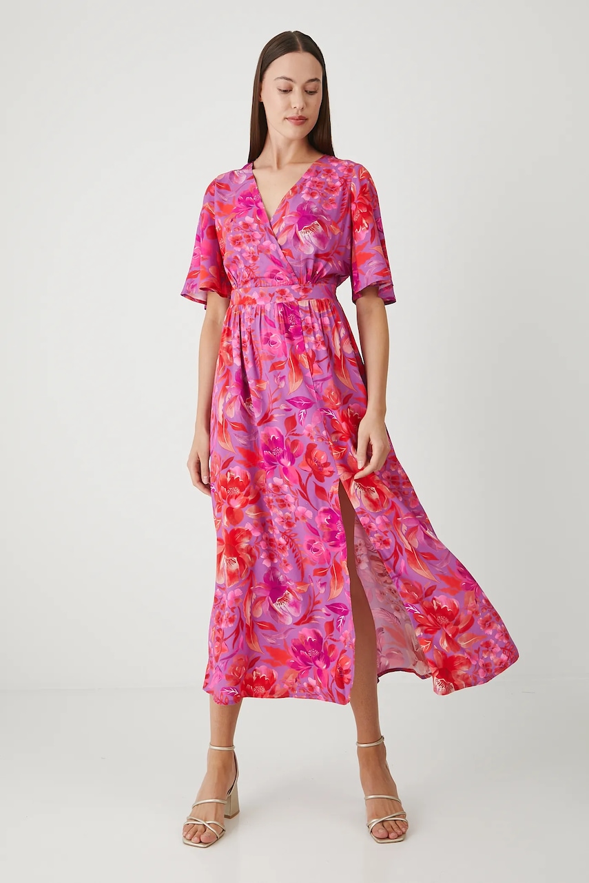 Medicine rochie culoarea roz, maxi, evazați