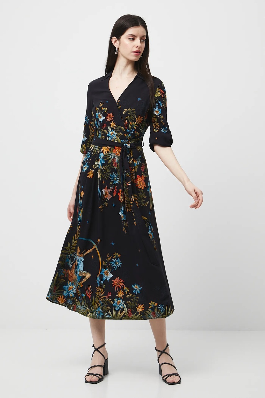 Платье Medicine цвет чёрный midi расклешённое