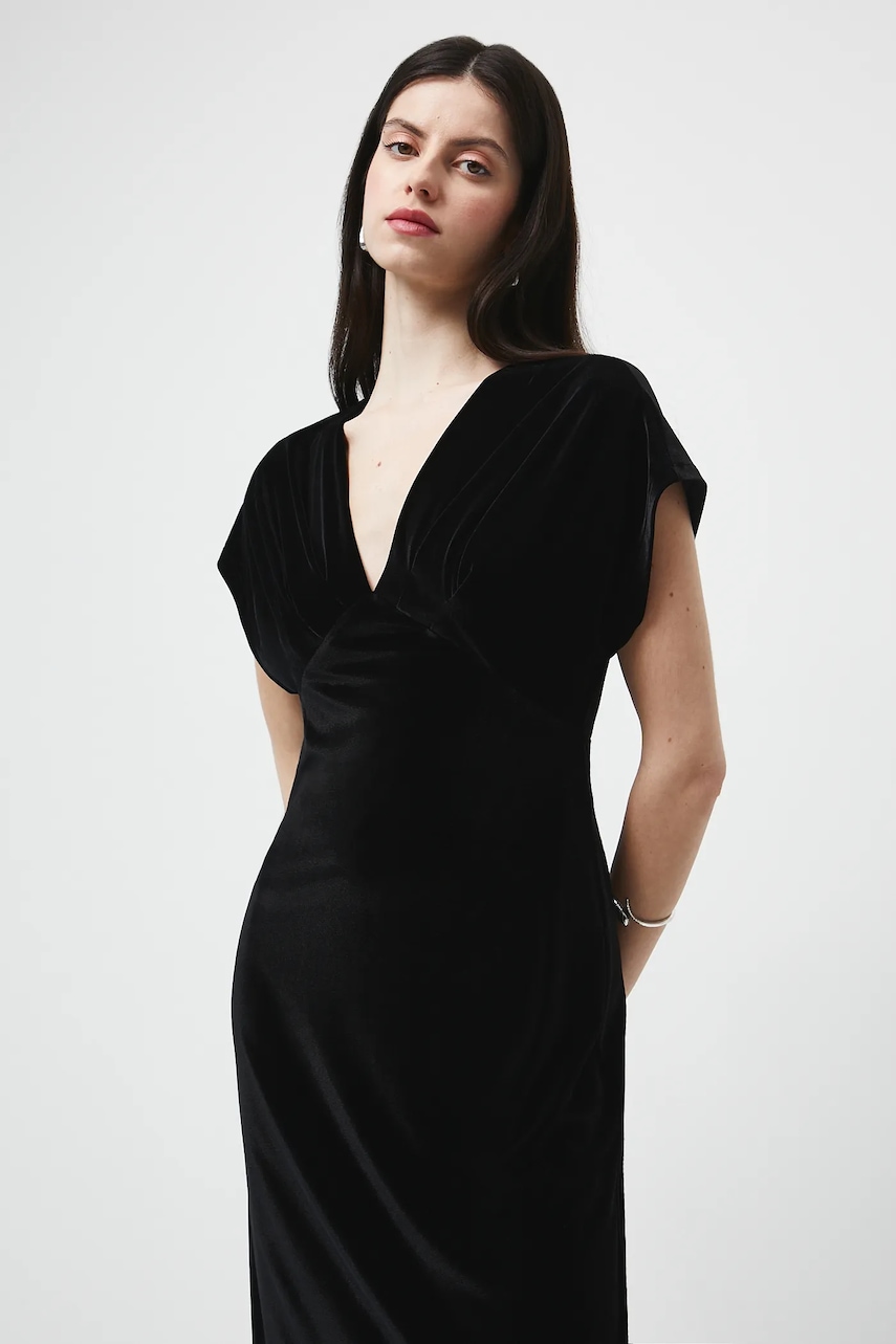 Medicine rochie culoarea negru, midi, mulată