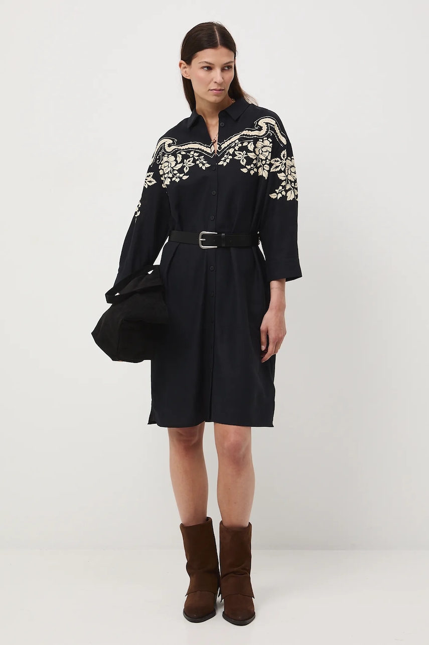 Medicine rochie culoarea negru, midi, drept