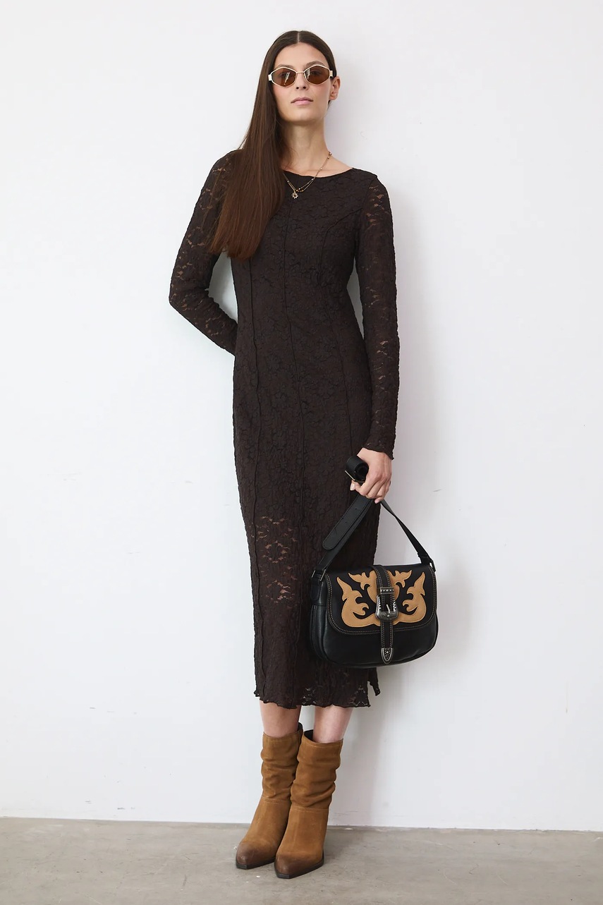 Платье Medicine цвет коричневый midi облегающее