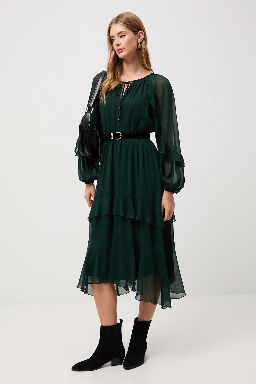 Платье Medicine цвет зелёный midi расклешённое