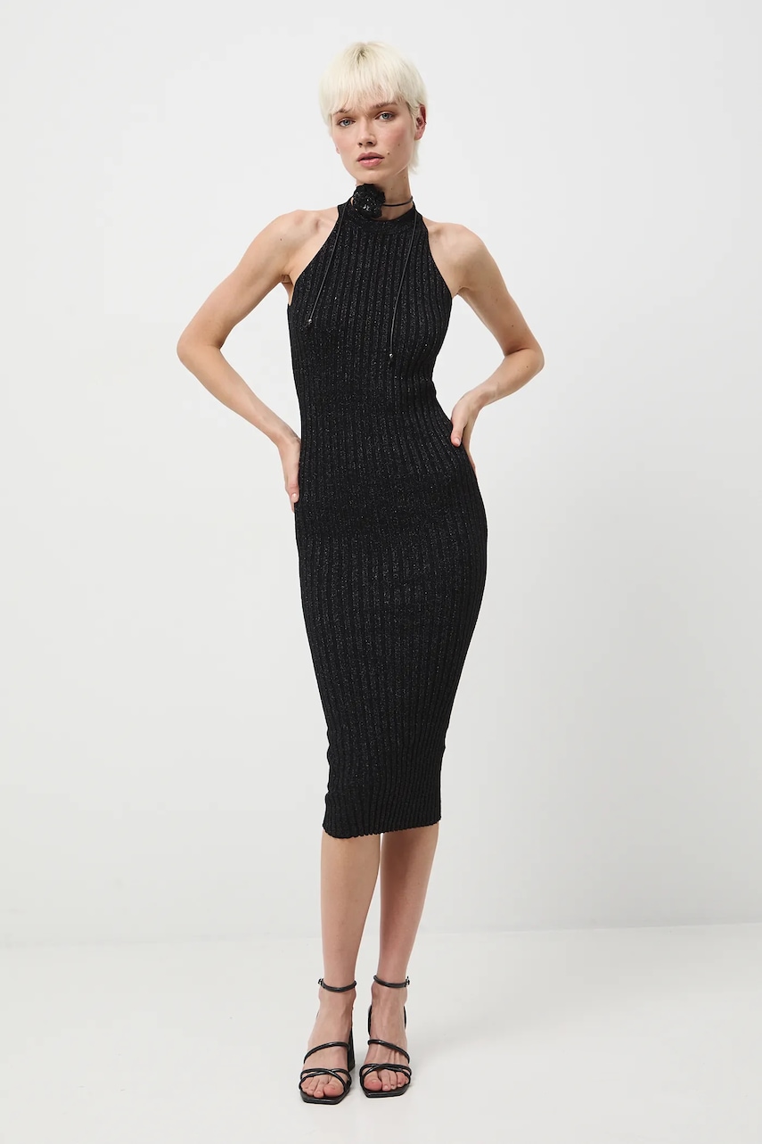 Medicine rochie culoarea argintiu, midi, mulata