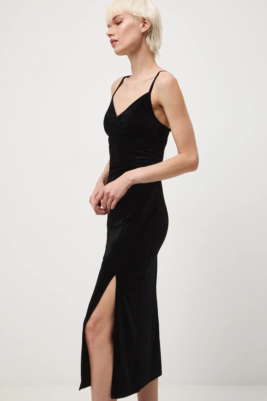 Medicine rochie culoarea negru, midi, mulata