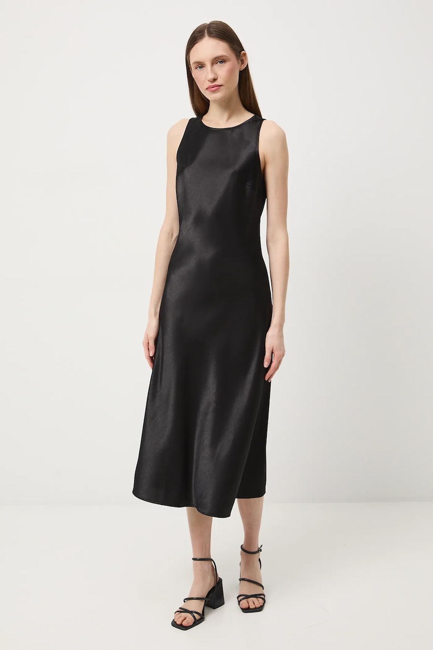 Medicine rochie culoarea negru, midi, evazati