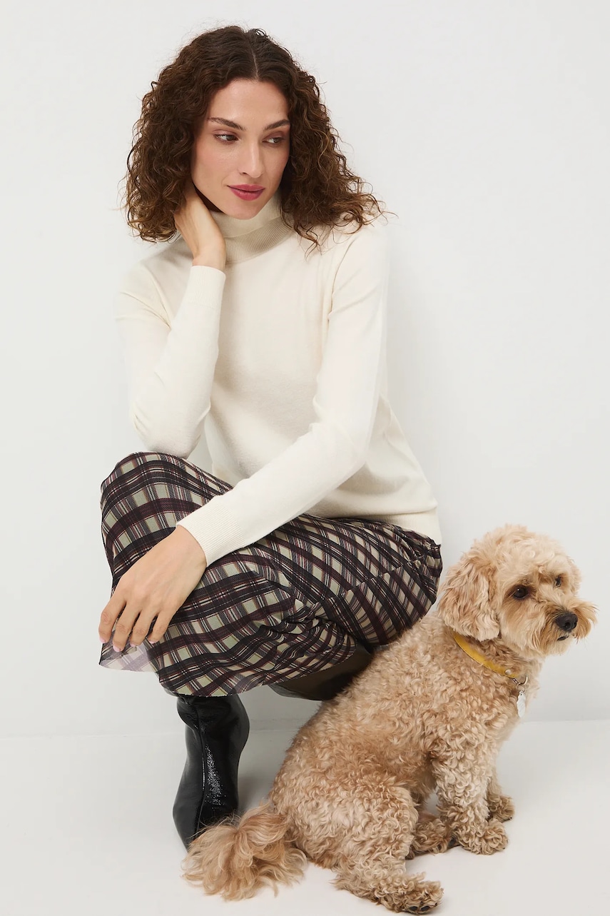 Medicine pulover culoarea bej, light, cu guler