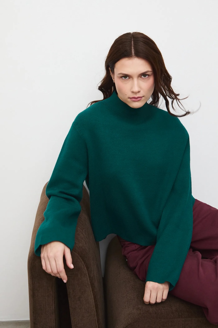 Medicine pulover culoarea verde, light, cu turtleneck