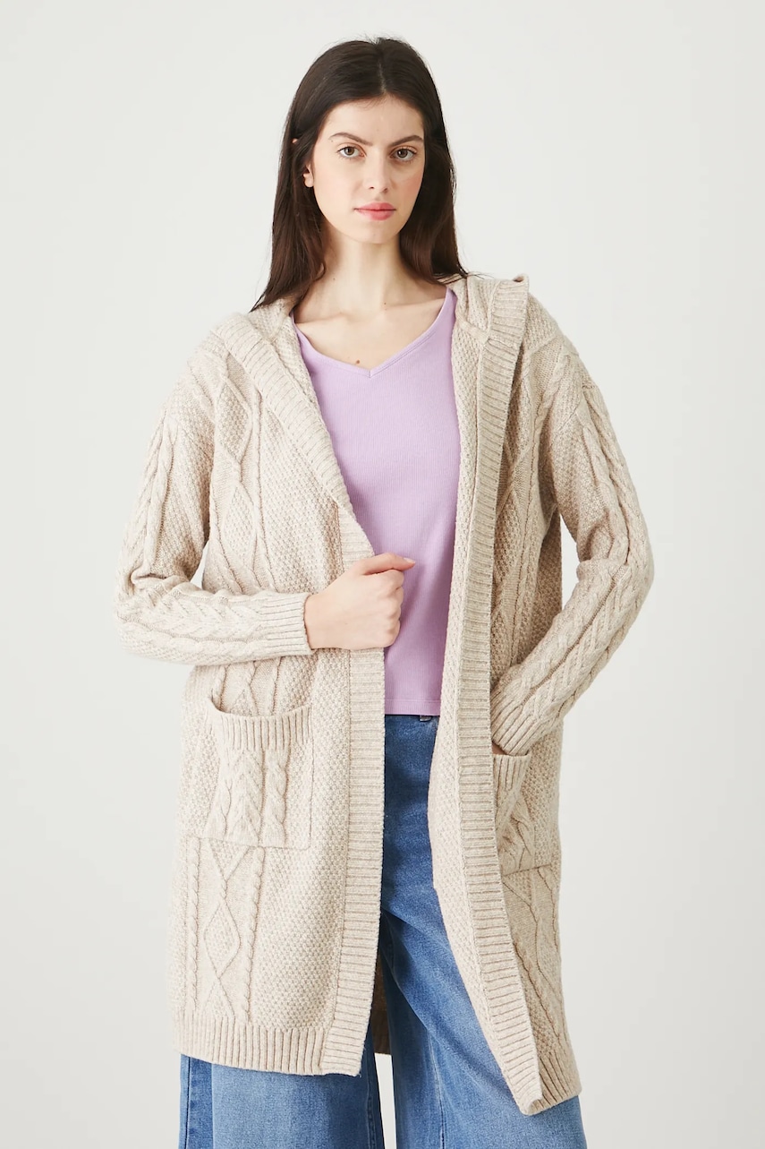 Medicine cardigan culoarea bej cald pentru femei