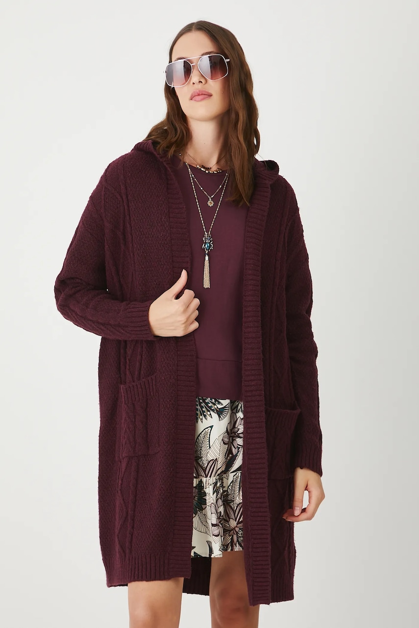 Medicine cardigan culoarea bordo, călduros
