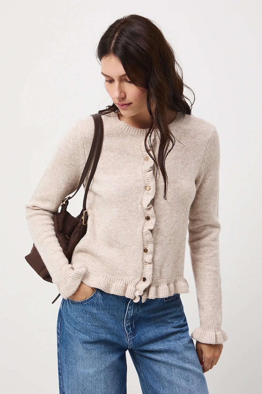 Medicine cardigan de lana culoarea bej