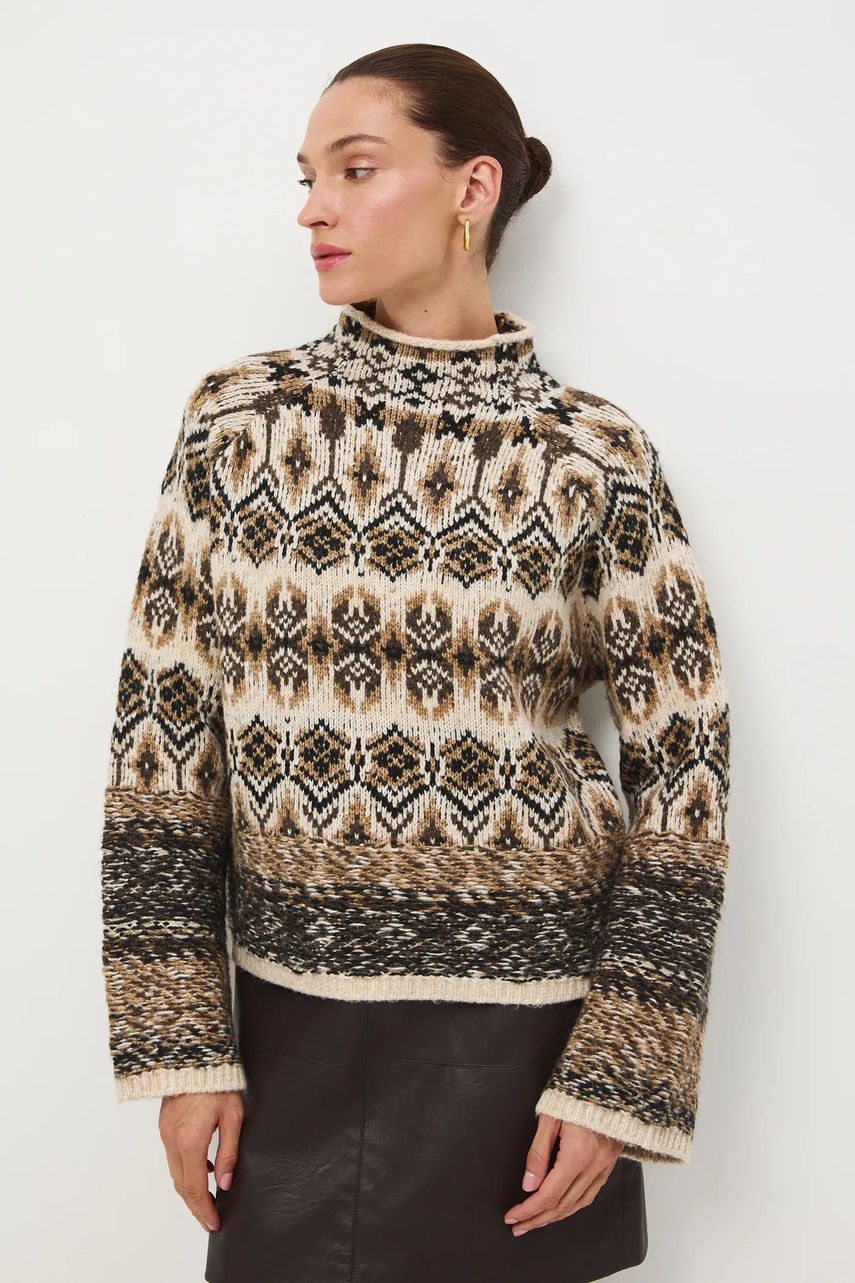 Medicine pulover din amestec de lana călduros, cu turtleneck