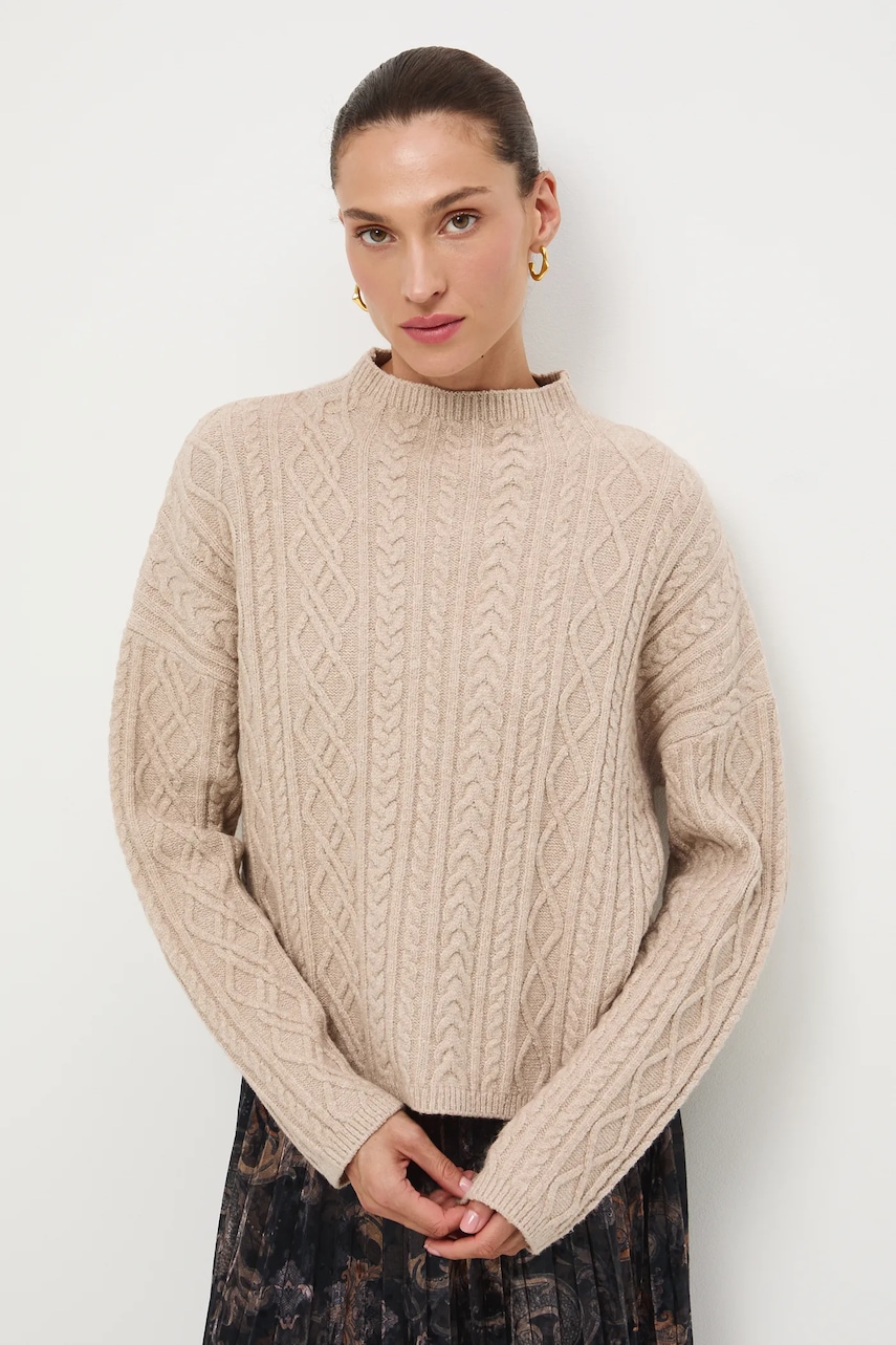 Medicine pulover culoarea bej, cu turtleneck