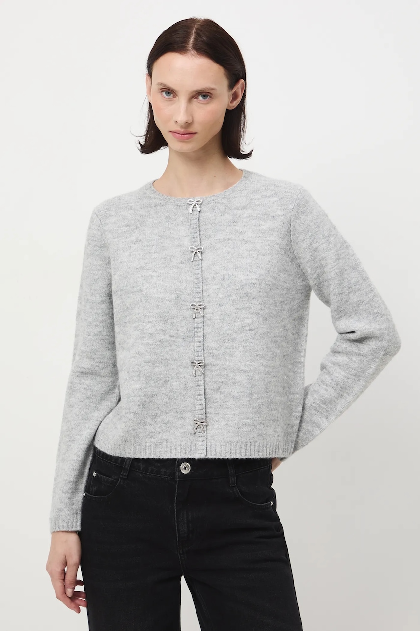 Medicine cardigan din amestec de lana culoarea gri, light