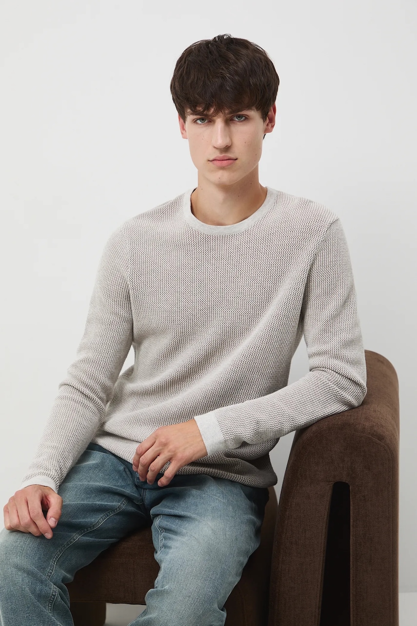 Medicine pulover de bumbac culoarea bej, light