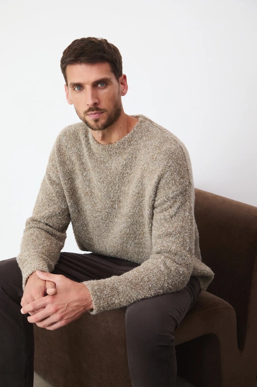 Medicine pulover culoarea maro, călduros