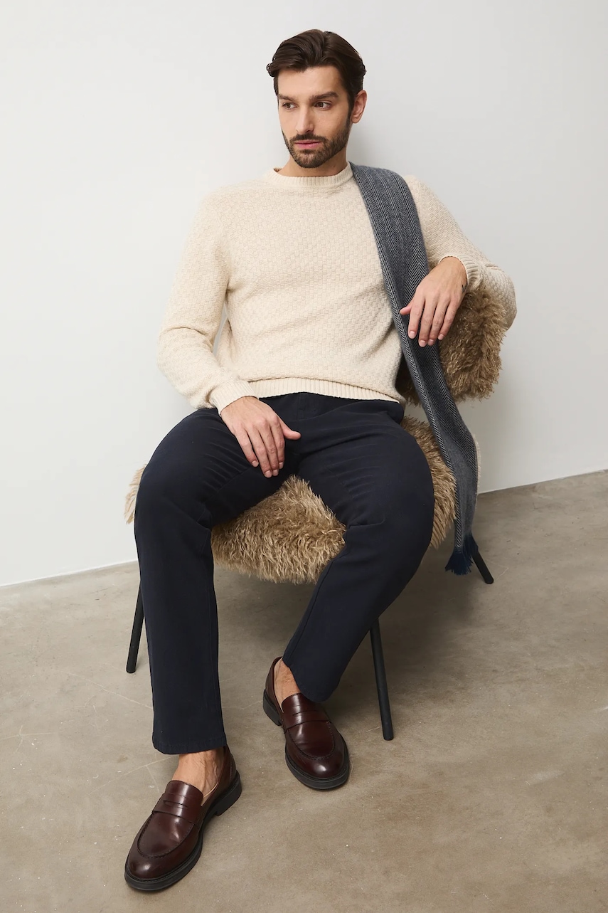 Medicine pulover din amestec de lana culoarea bej, light