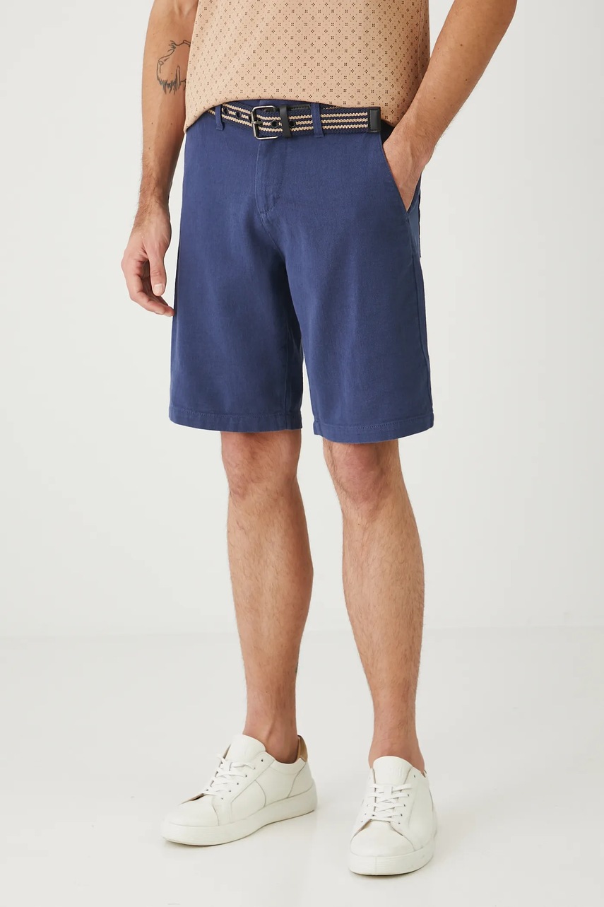 Шорты с примесью льна Medicine цвет синий меланж