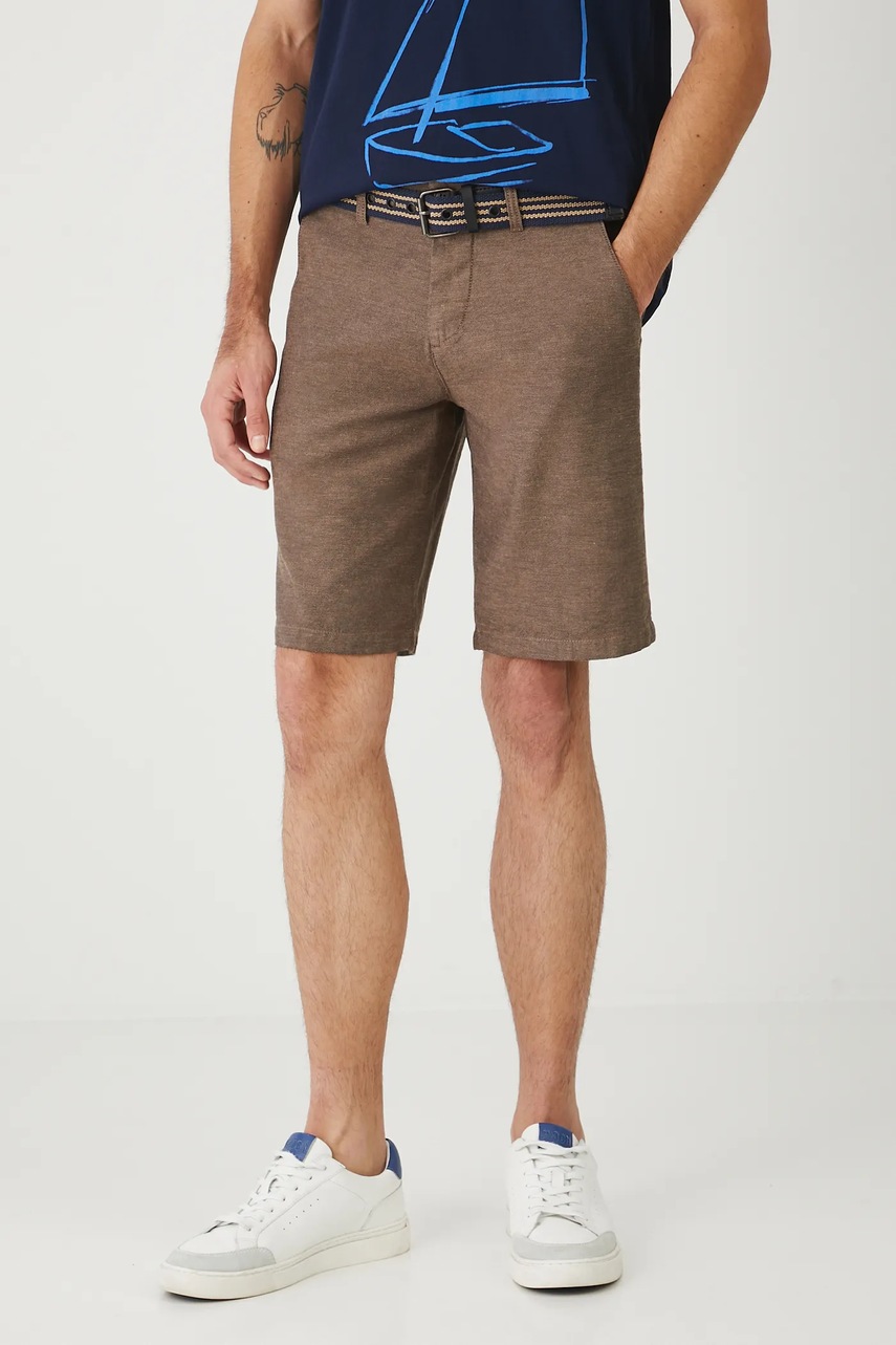 Шорты с примесью льна Medicine цвет коричневый меланж