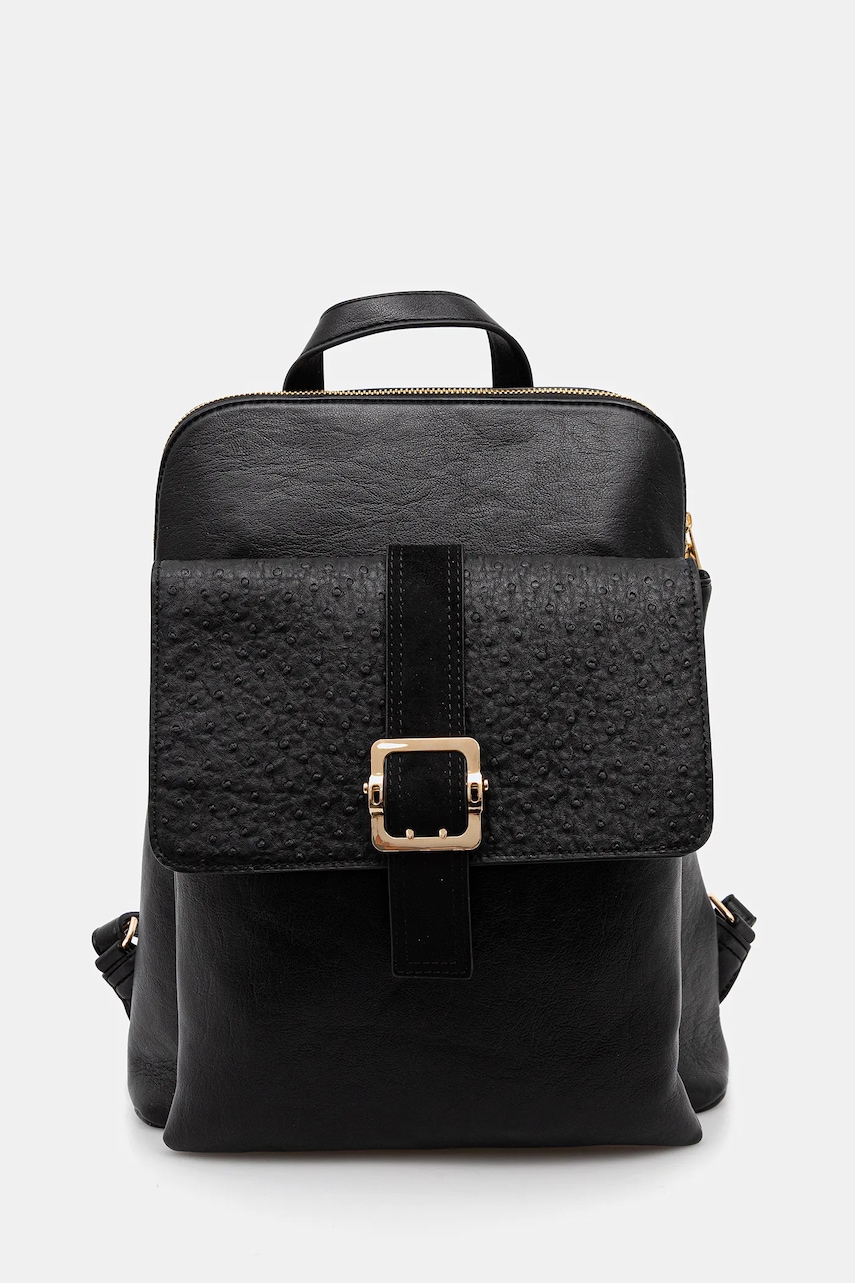 Medicine rucsac culoarea femeilor negru mare neted
