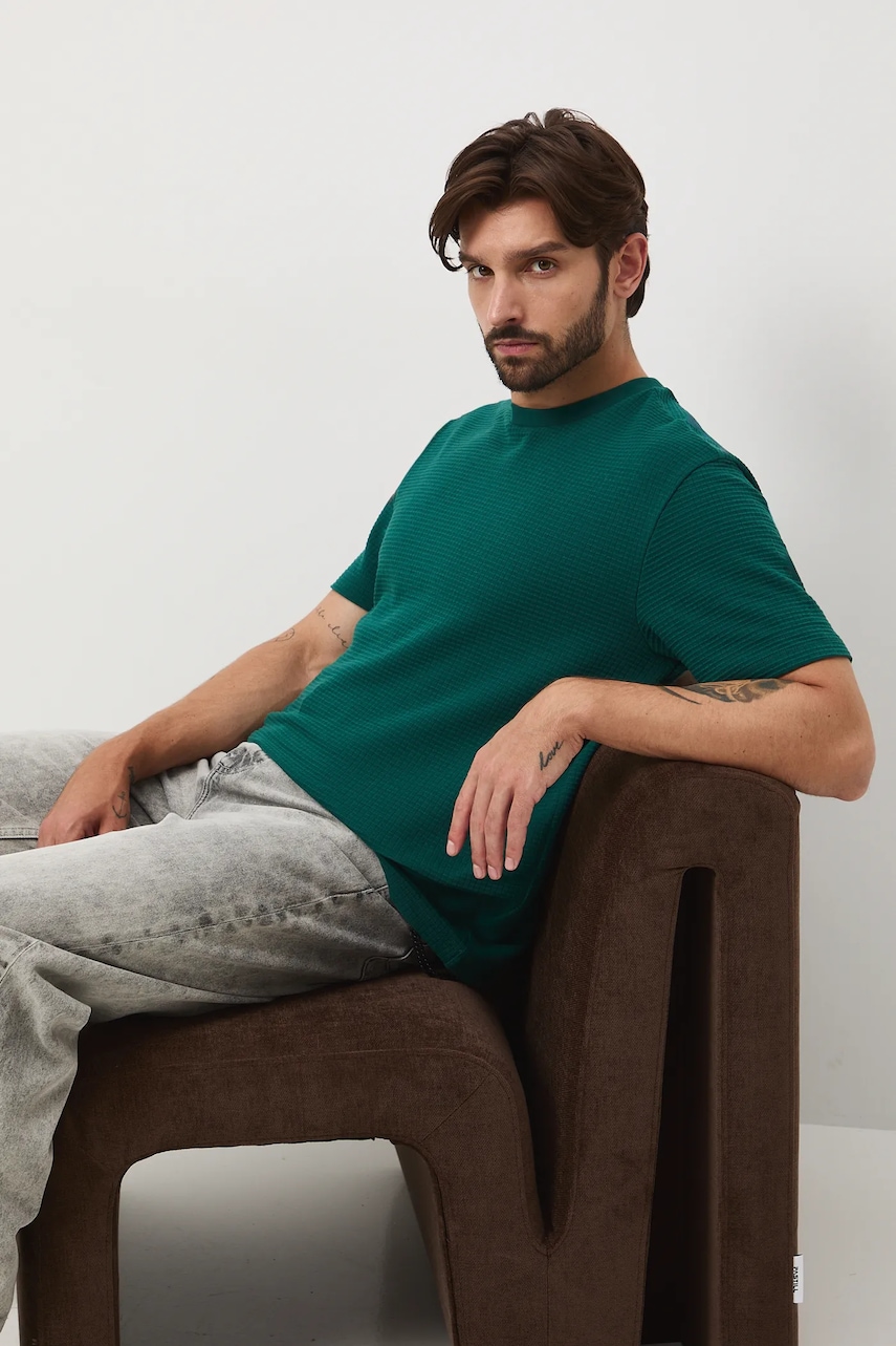 Medicine tricou culoarea turcoaz, neted