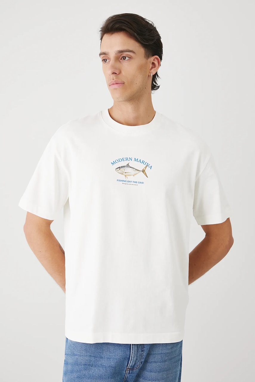 Medicine tricou din bumbac culoarea bej, cu imprimeu