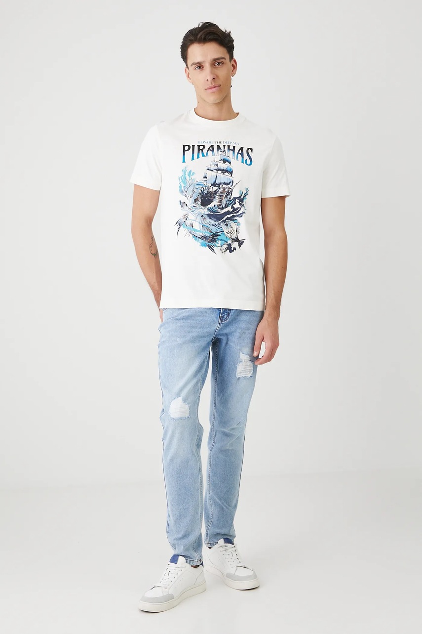 Хлопковая футболка Medicine цвет бежевый с принтом