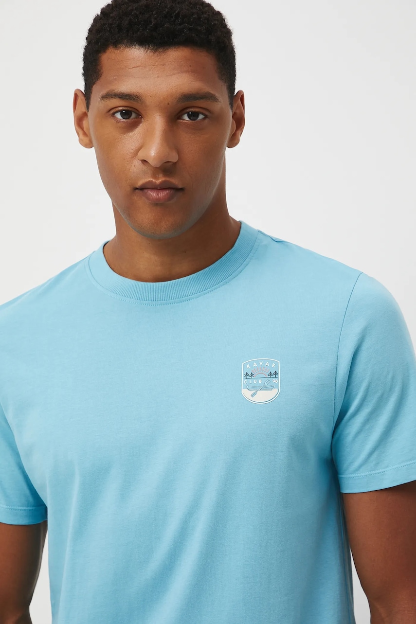 Medicine tricou din bumbac culoarea turcoaz, cu imprimeu