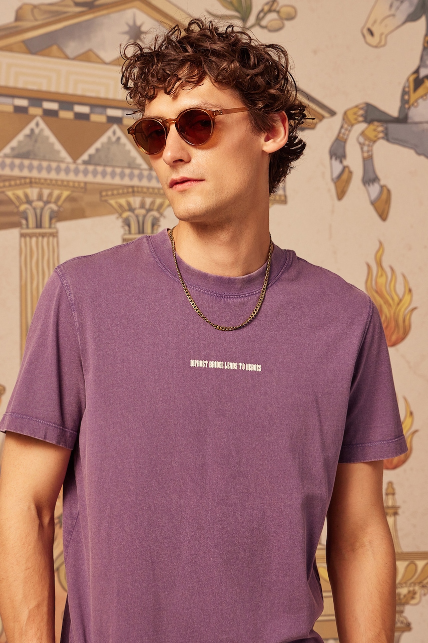 Medicine tricou din bumbac culoarea violet, cu imprimeu