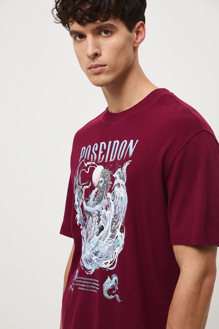 Medicine tricou din bumbac culoarea bordo, cu imprimeu