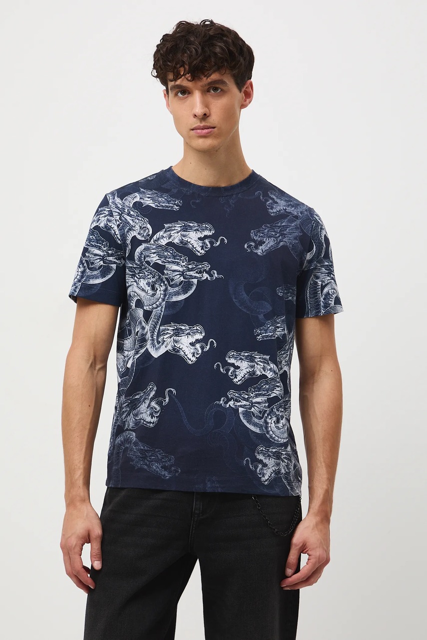 Medicine tricou din bumbac culoarea bleumarin, cu imprimeu
