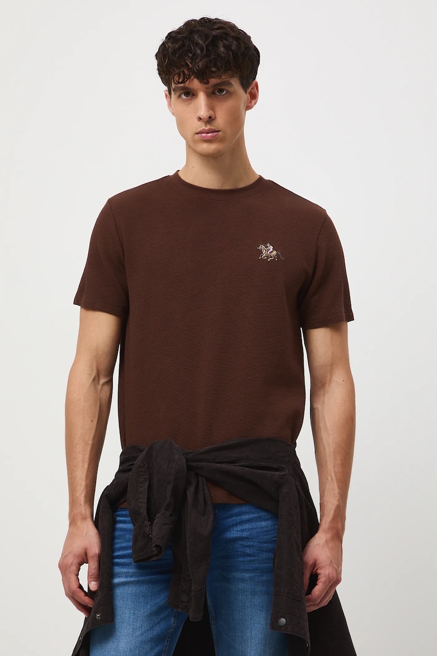 Medicine tricou din bumbac culoarea maro, cu imprimeu