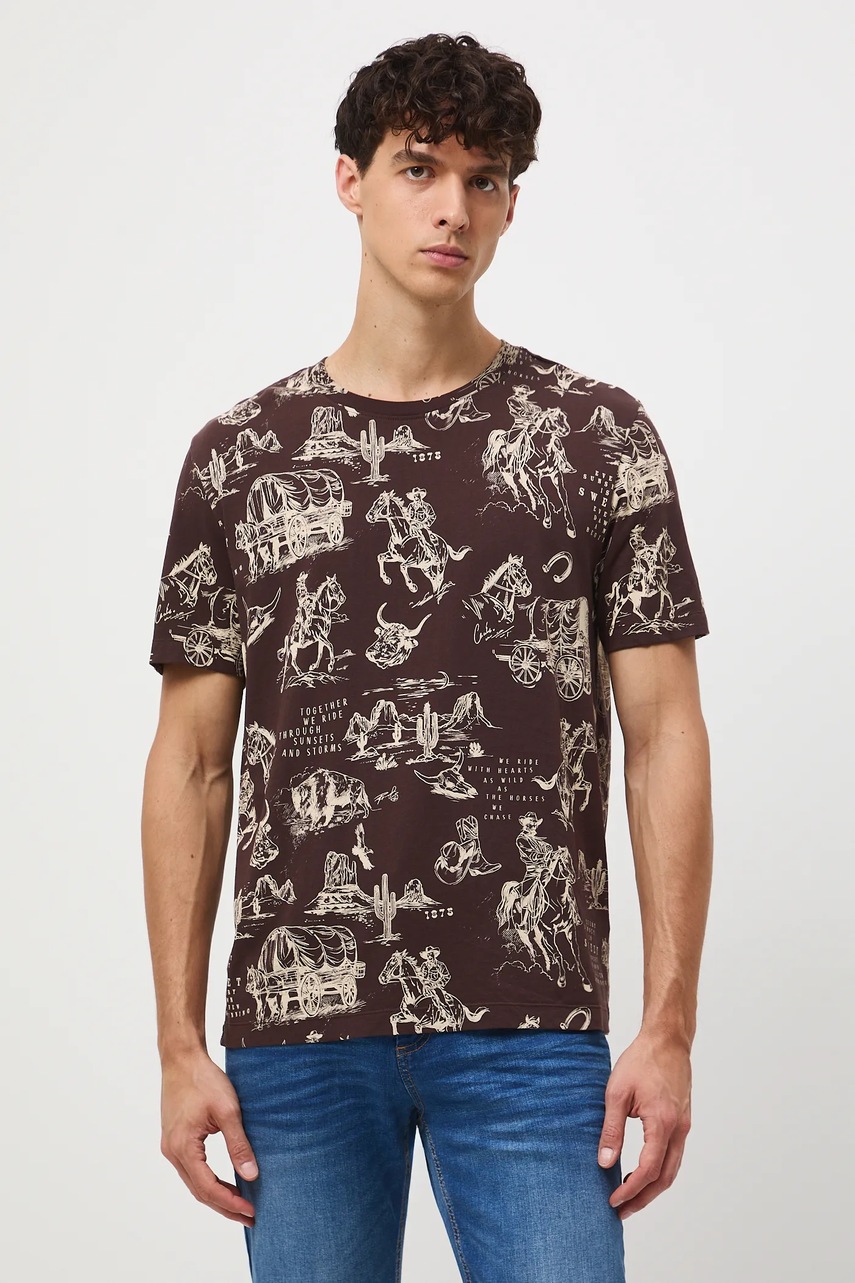 Βαμβακερό μπλουζάκι Medicine ανδρικά, χρώμα: καφέ φωτογραφία