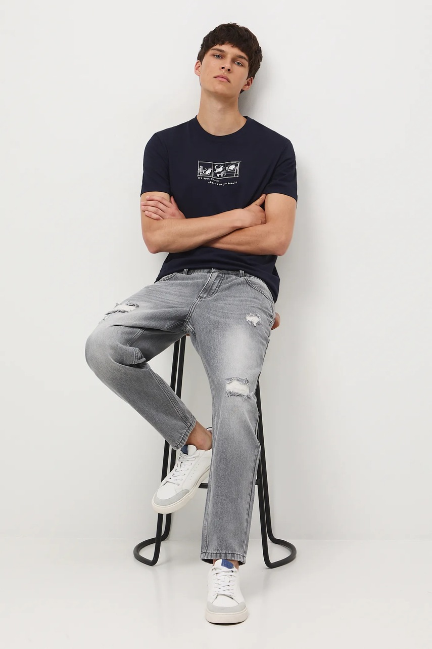 Хлопковая футболка Medicine цвет синий с принтом