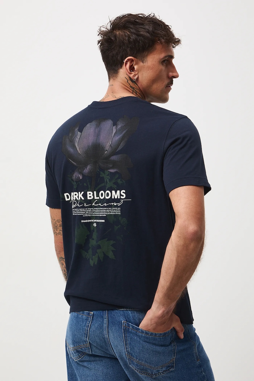 Medicine tricou din bumbac culoarea albastru marin, cu imprimeu