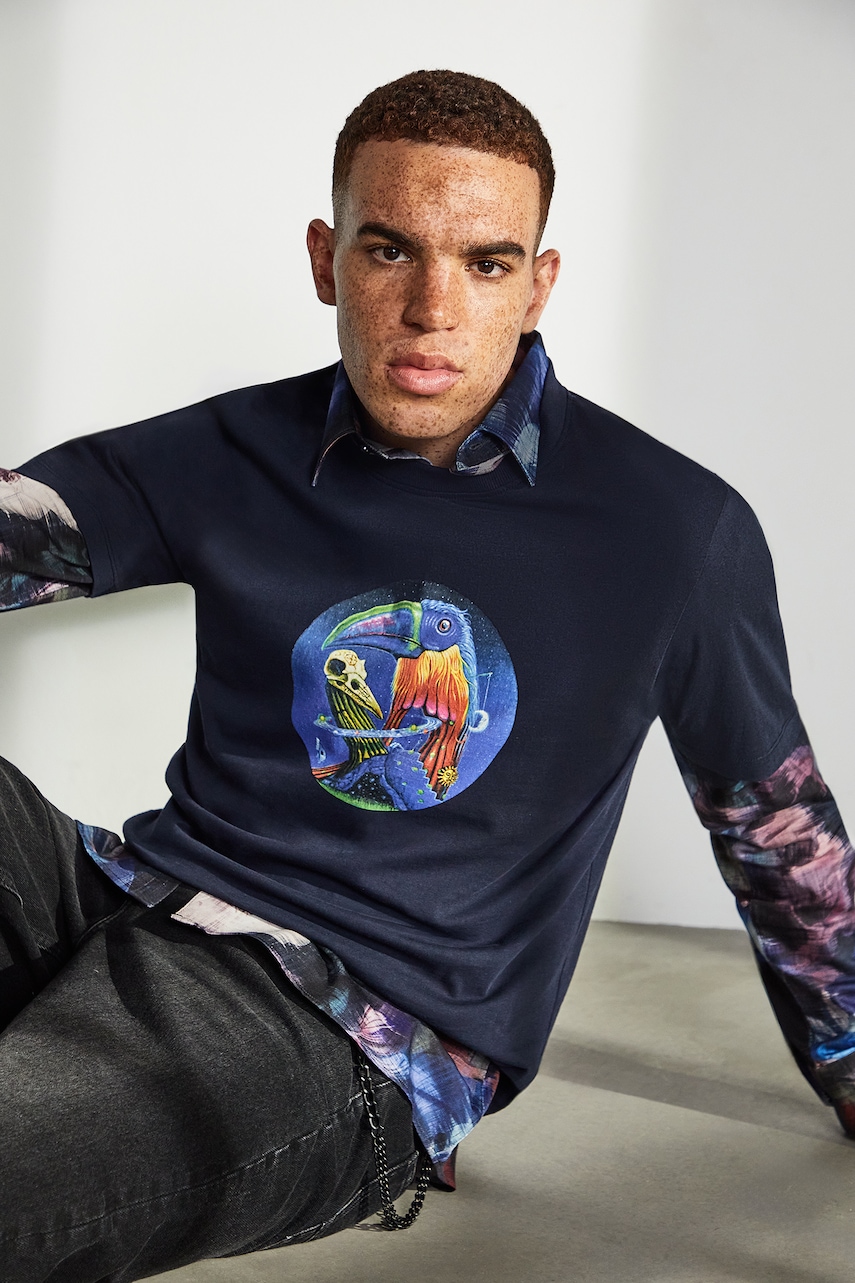 Medicine tricou din bumbac culoarea albastru marin, cu imprimeu