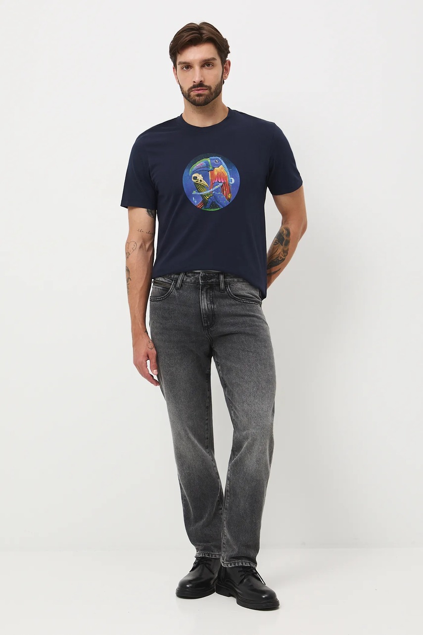 Хлопковая футболка Medicine цвет синий с принтом