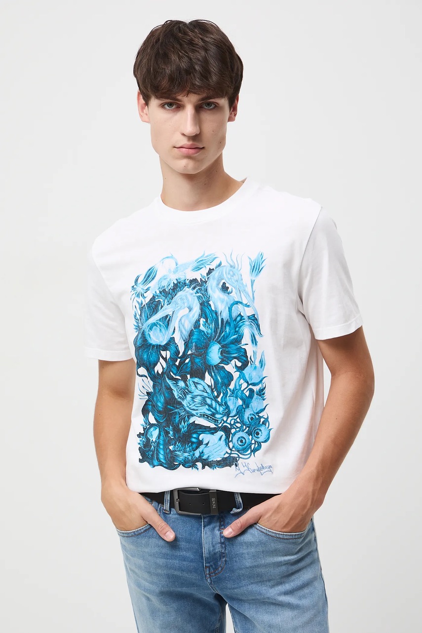 Хлопковая футболка Medicine цвет бежевый с принтом