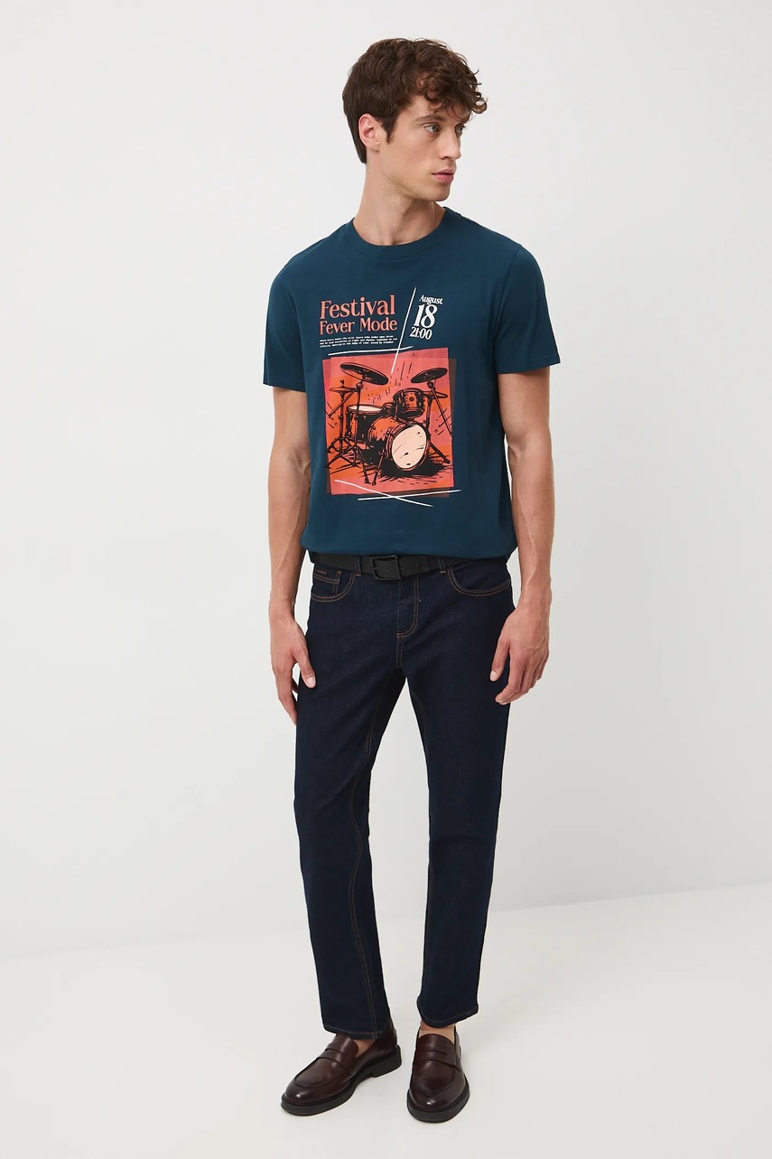 Хлопковая футболка Medicine цвет бирюзовый с принтом