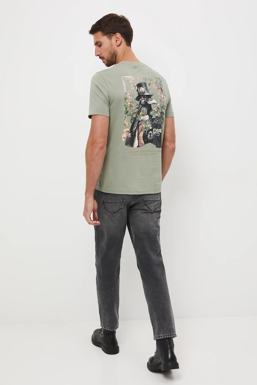 Medicine tricou din bumbac culoarea verde, cu imprimeu