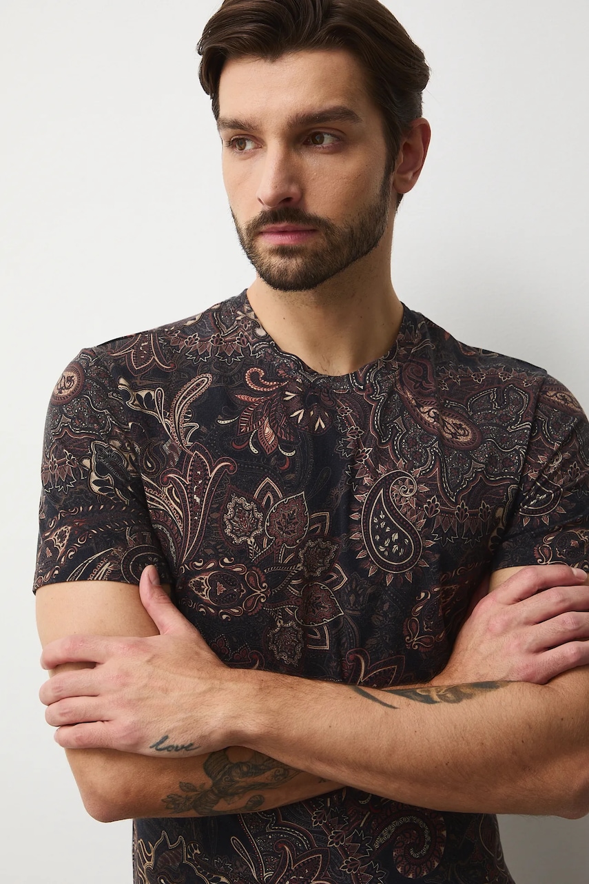 Medicine tricou din bumbac culoarea maro, modelator