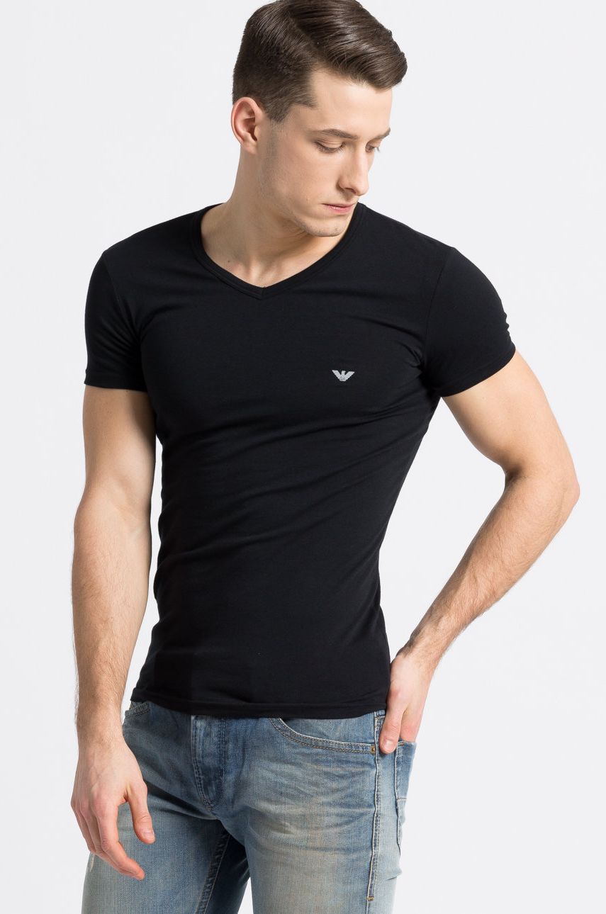 Emporio Armani Underwear - Tričko (2-pack) - černá -  95% Bavlna
