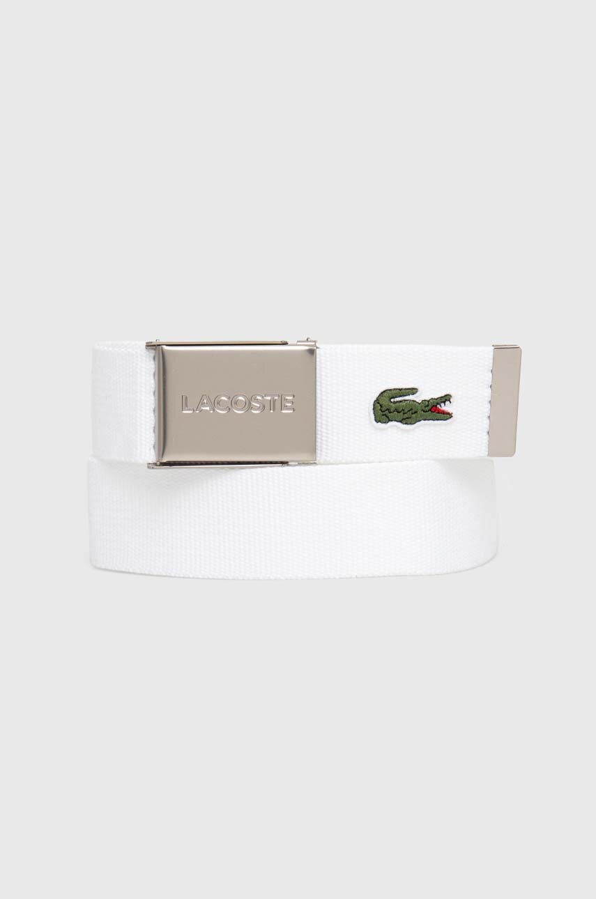 Lacoste curea barbati, culoarea alb