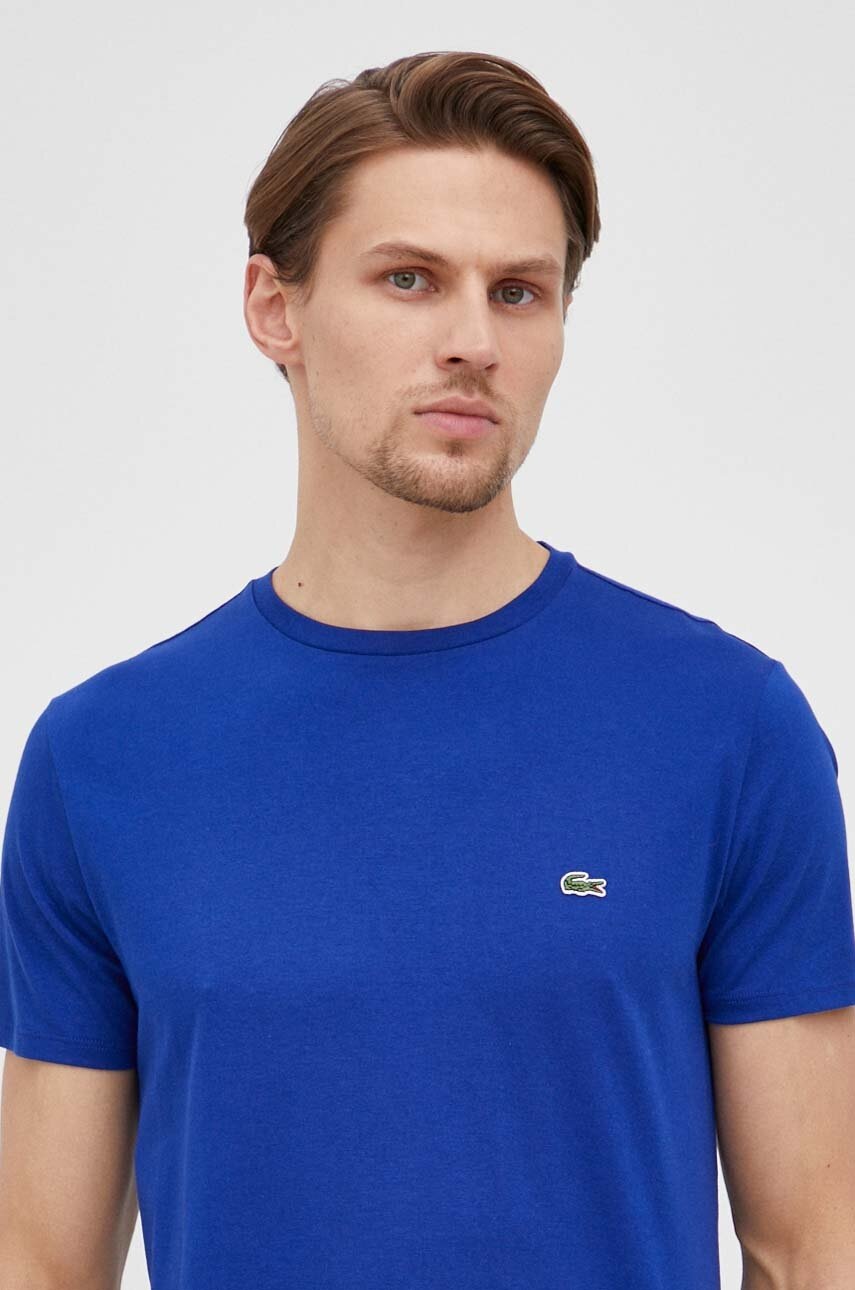 Lacoste tricou din bumbac culoarea bleumarin, uni TH6709-001.